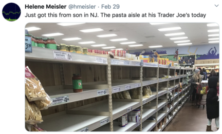 Just got this from son in NJ. The pasta aisle at his Trader Joe’s today