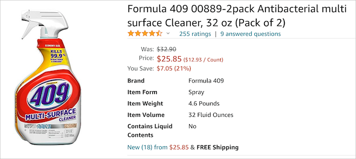 409 price on Amazon