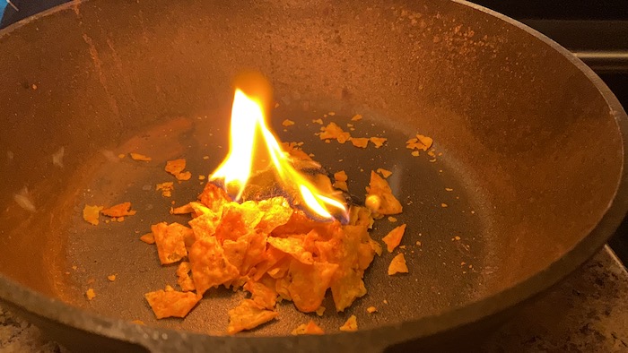 Crushed Doritos on fire