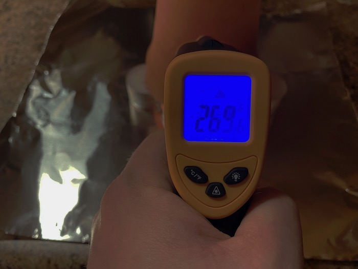 Infrared thermometer reading 269.6F