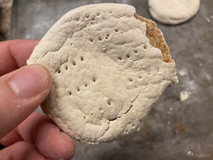 Partially broken hardtack biscuit
