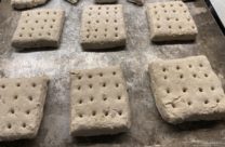 Hardtack going into the oven