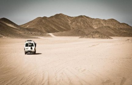 A van in the desert