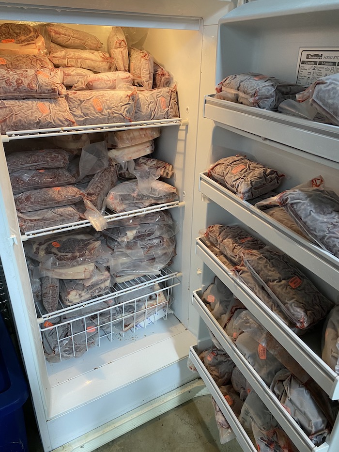 A freezer full of beef