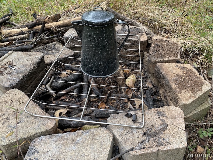 Coffee boiler over a fire pit