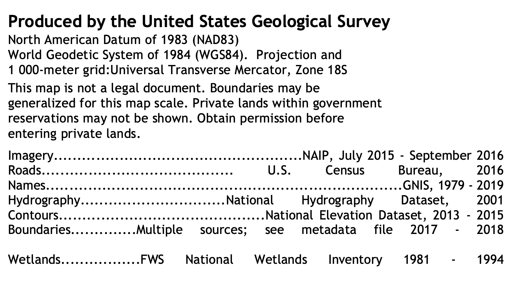 Basic map information in the lower-left corner of a USGS map