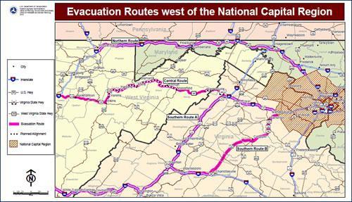 Evacuation Routes West of the National Capital Region