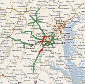 Highway Evacuation Routes Out of D.C.